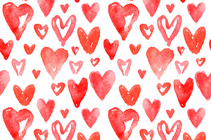Red hearts seamless pattern