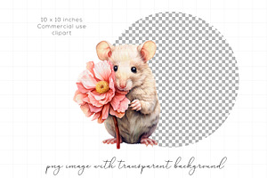 Mouse And Flower Clipart