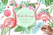 Pink flamingo set, an Illustration by artdreamer (Thumbnail 1 of 6)
