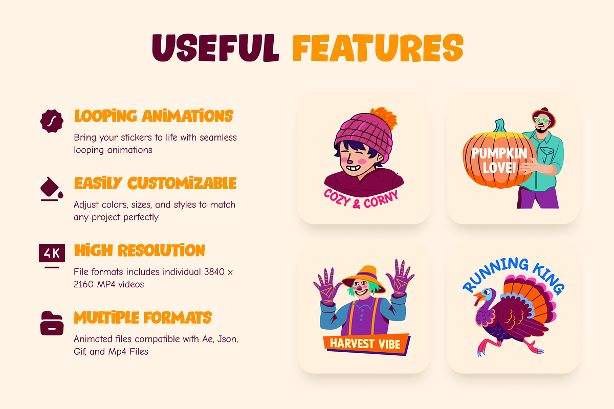 Animated Thanksgiving Stickers Set, an Emoji Icon by Brickclay (Photo 2 of 4)