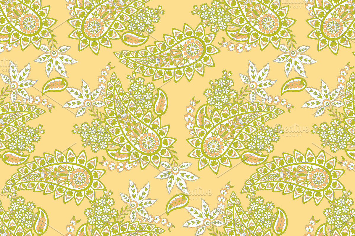 Paisley seamless fabric pattern, a Pattern Graphic by antalogiya (Photo 3 of 5)