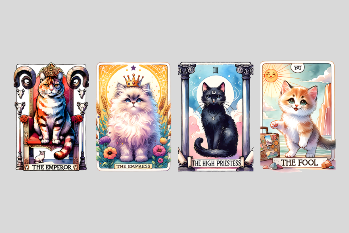Watercolor Tarot Cat Clipart, an Animal Illustration by HoneyBunnyDigital (Photo 7 of 7)