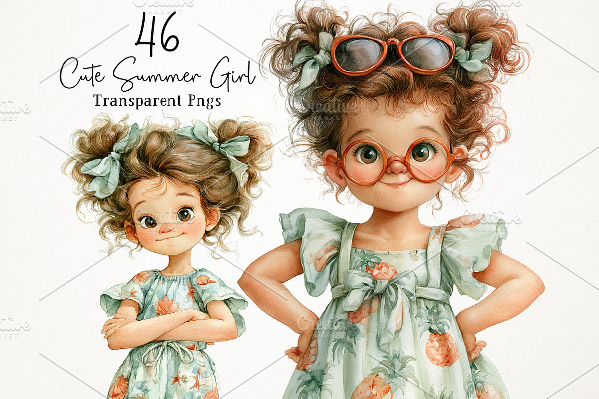 Cute Summer Girl PNG Clipart, a Seasonal Illustration by RobertsArt (Photo 1 of 7)