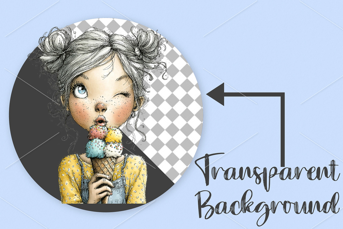 Whimsical Summer Girls Clipart PNG, a Seasonal Illustration by Canvas Craft (Photo 2 of 7)
