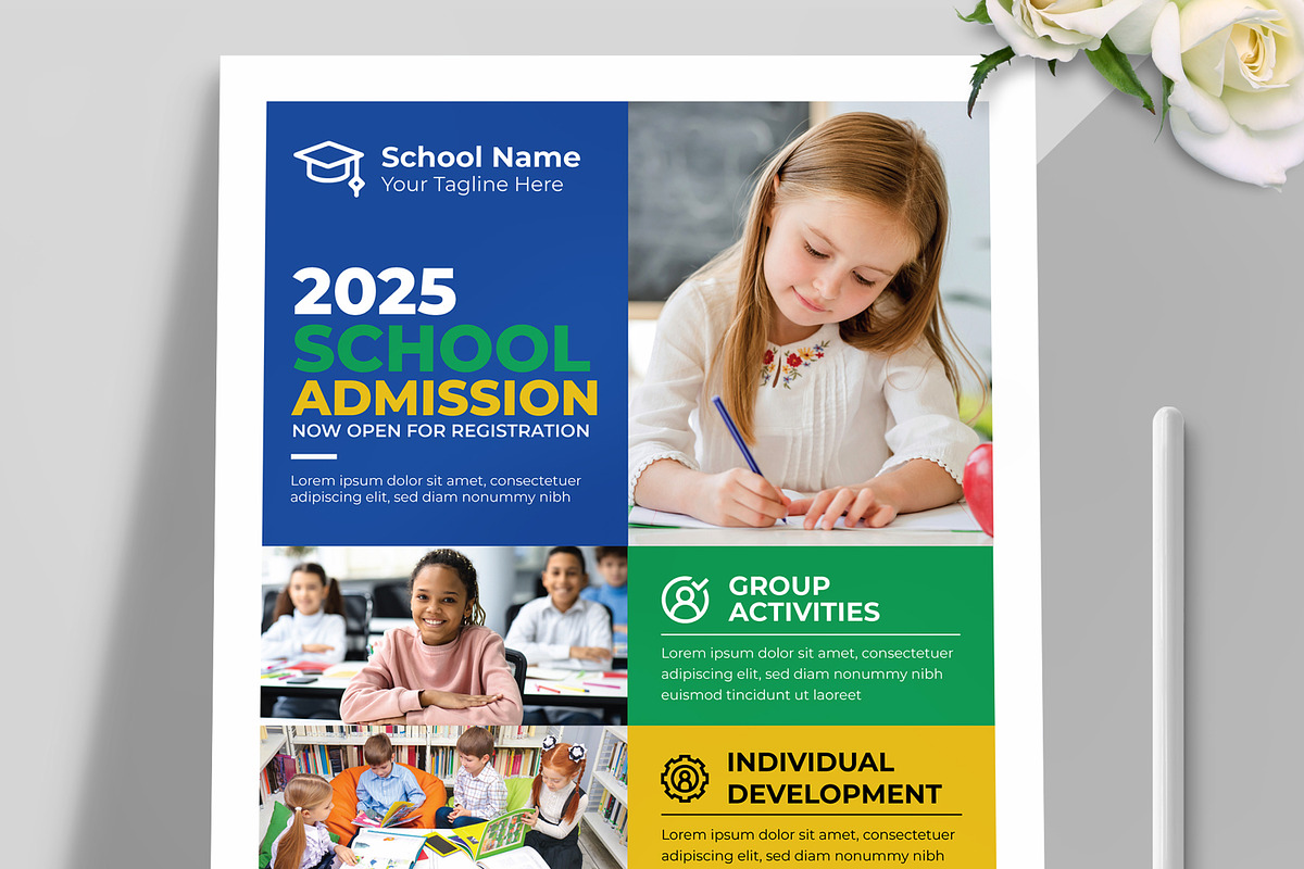 School Admission Flyer Design, a Flyer Template by MightyDesign (Photo 2 of 6)