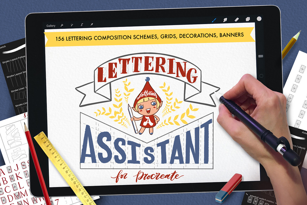 Lettering Assistant Grids & Schemes, a Brush Add-On by Letter Elfa Studio (Photo 1 of 9)