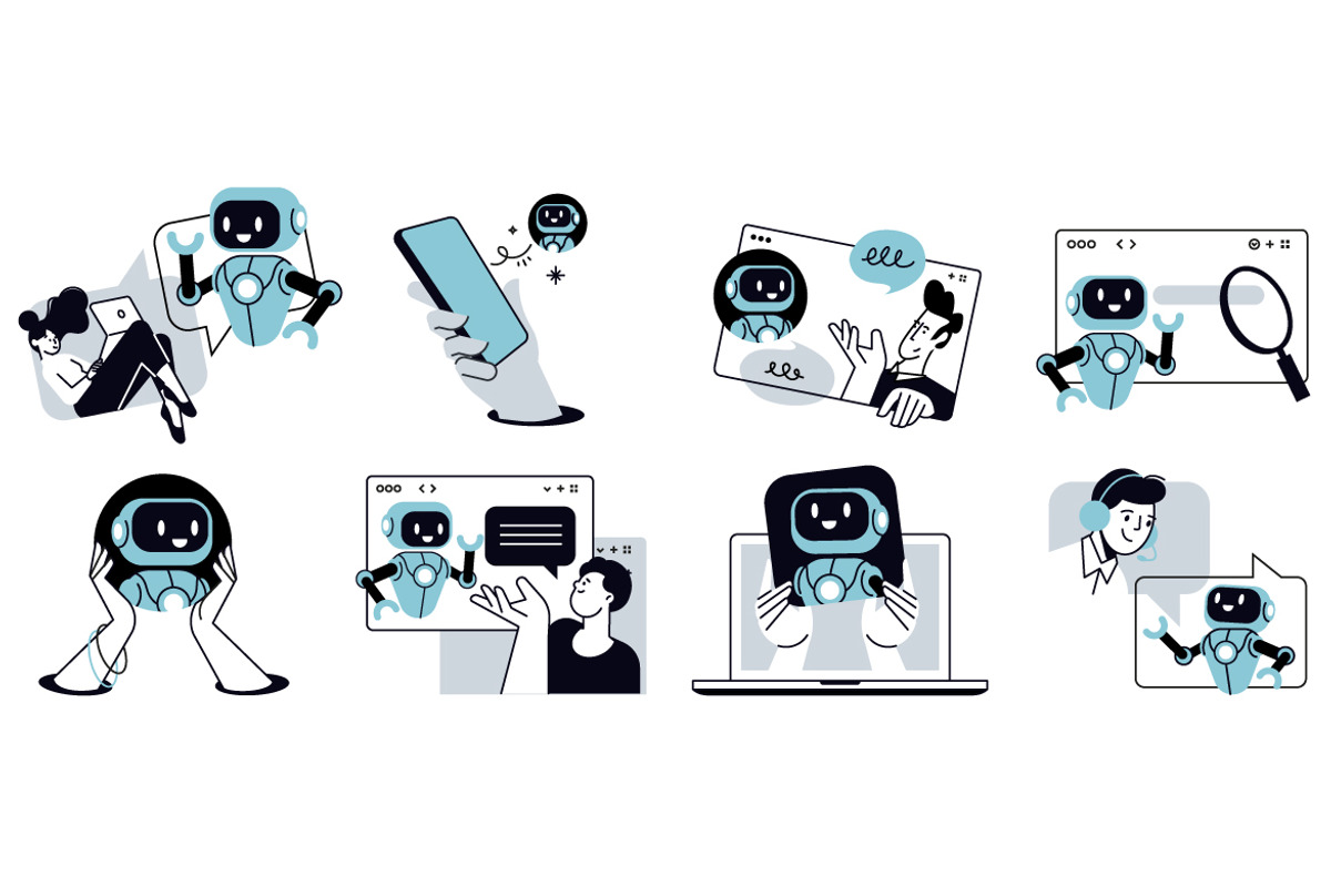 Chat with me vector illustrations, a Technology Illustration by PureSolution (Photo 4 of 6)