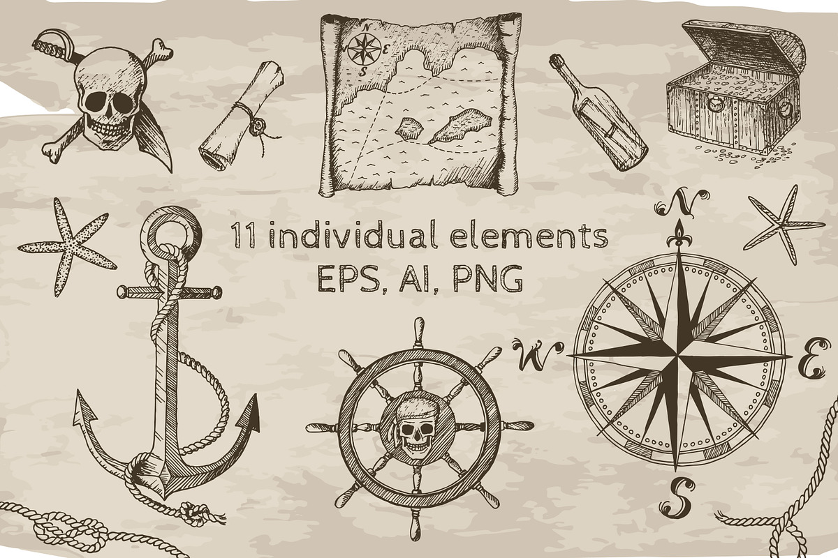 Pirates Vector Clipart Set, a Graphic by Fortuna Venit (Photo 2 of 4)