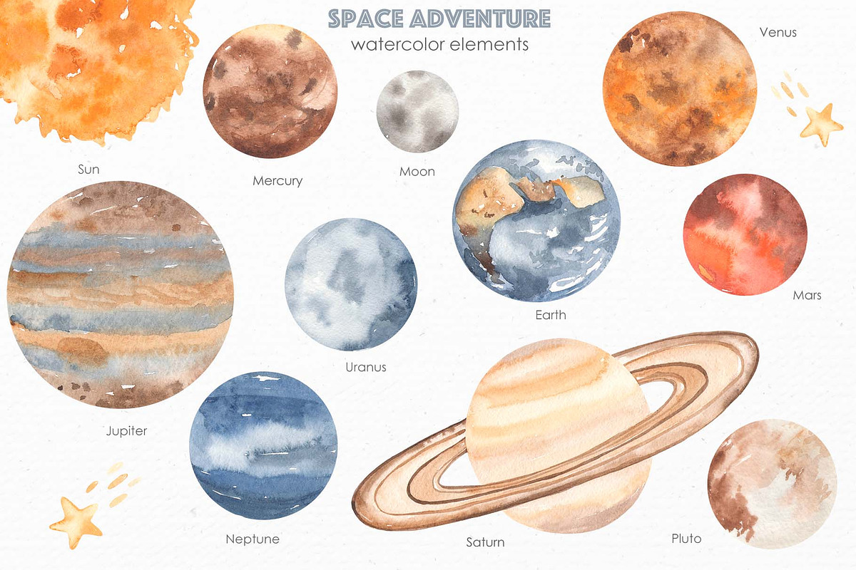 Space adventure watercolor, an Illustration by Marina Ermakova (Photo 4 of 13)