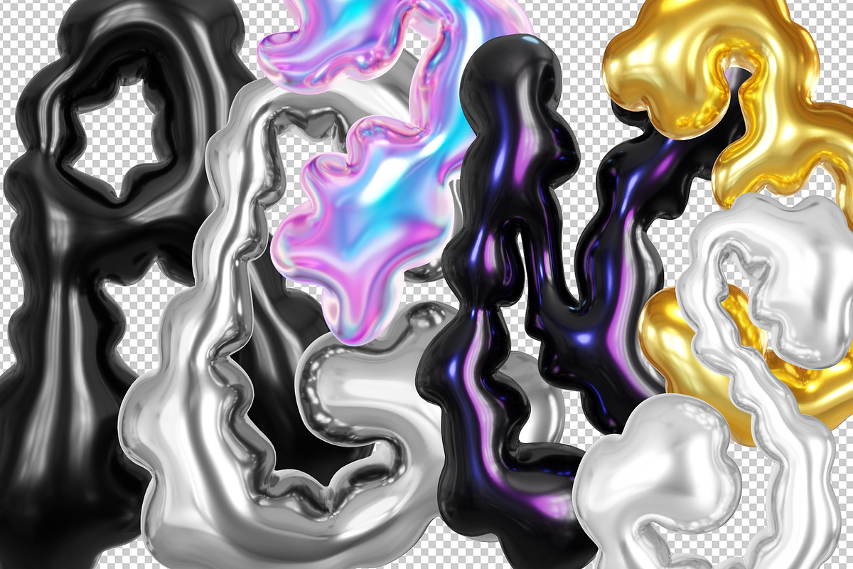 Wavy 3D Type - Liquid Chrome Letters, a Graphic by LarysaZabrotskaya (Photo 13 of 14)