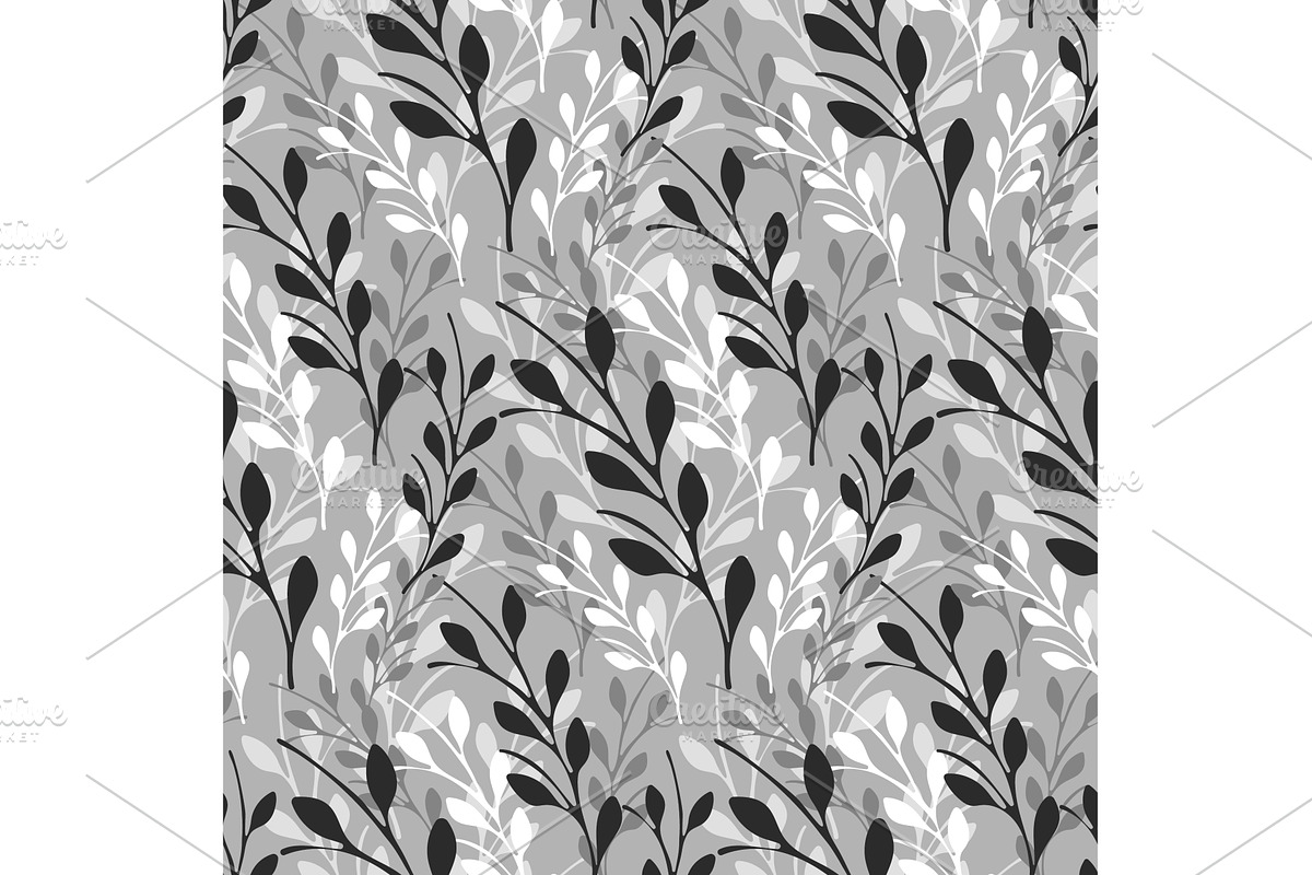 Monochromatic seamless floral, a Texture Illustration by okskukuruza