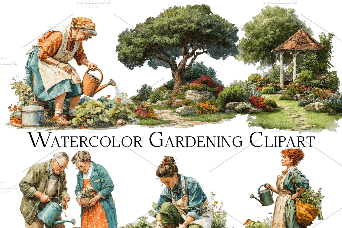 Watercolor Gardening Clipart, an Object Graphic by ArtisticTimberStudio (Photo 1 of 2)