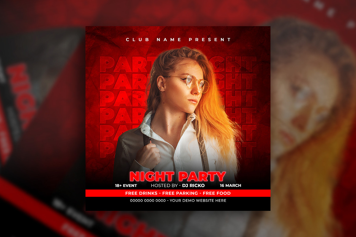 Night club party flyer post template, a Social Media Template by Tanmoy Topu (Photo 8 of 11)
