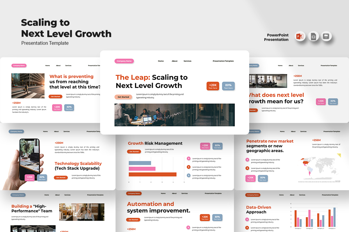 Growth to the Next Level PowerPoint, a Presentation Template by QR Design Studio (Photo 1 of 3)