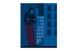 Hooded criminal hiding in a dark, an Illustration by pikepicture