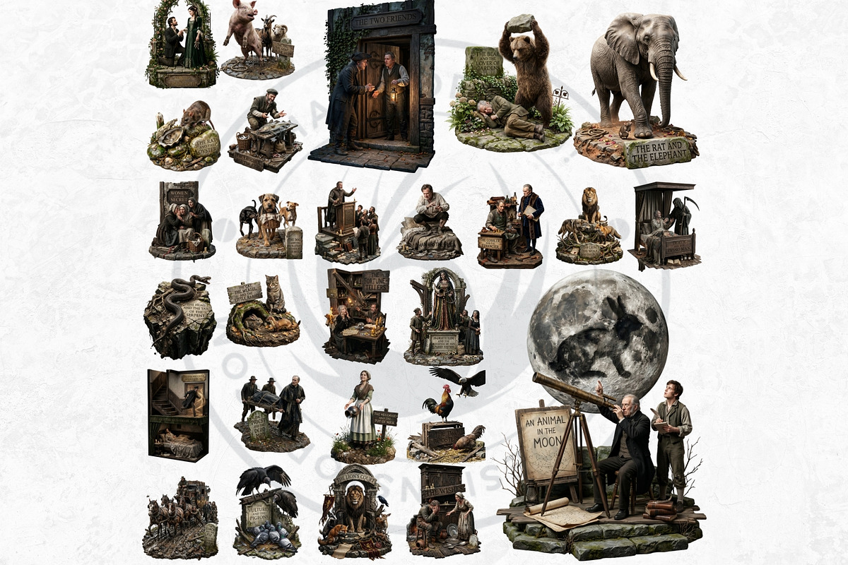 La Fontaine Fables Clipart Set V2, a Decorative Illustration by ThatsDesignArt (Photo 6 of 10)
