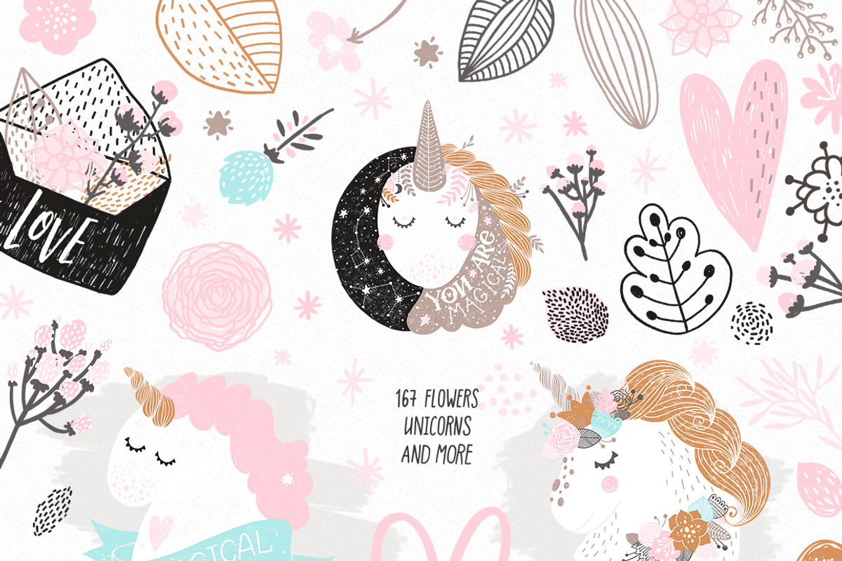 Unicorns and flowers, an Animal Illustration by tatiletters (Photo 2 of 9)