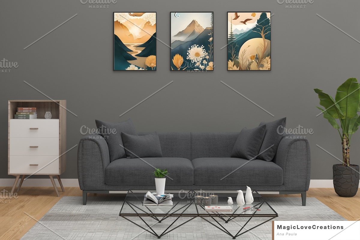 Boho Mountain Landscape Print Wall, a Poster Template by MagicLove Creations (Photo 6 of 8)