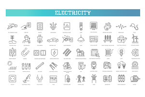Electricity icons. Power symbols, an Illustration by Tettygreen