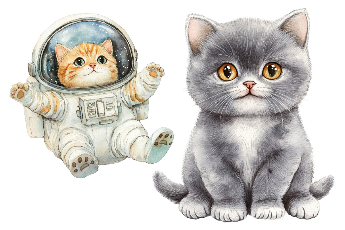 Watercolor Cute Cat Lover Clipart, a Seasonal Illustration by CitraGraphics (Photo 5 of 6)