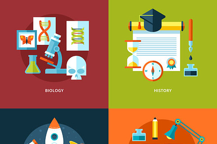 Flat School and Education Icons Set preview 3
