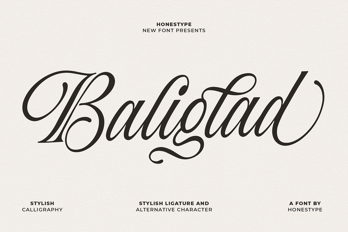 Baliglad – Stylish Calligraphy Font, a Script Font by Honestype (Photo 1 of 12)