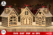 Gingerbread Christmas Houses, a Decorative Illustration by svgocean (Thumbnail 1 of 11)