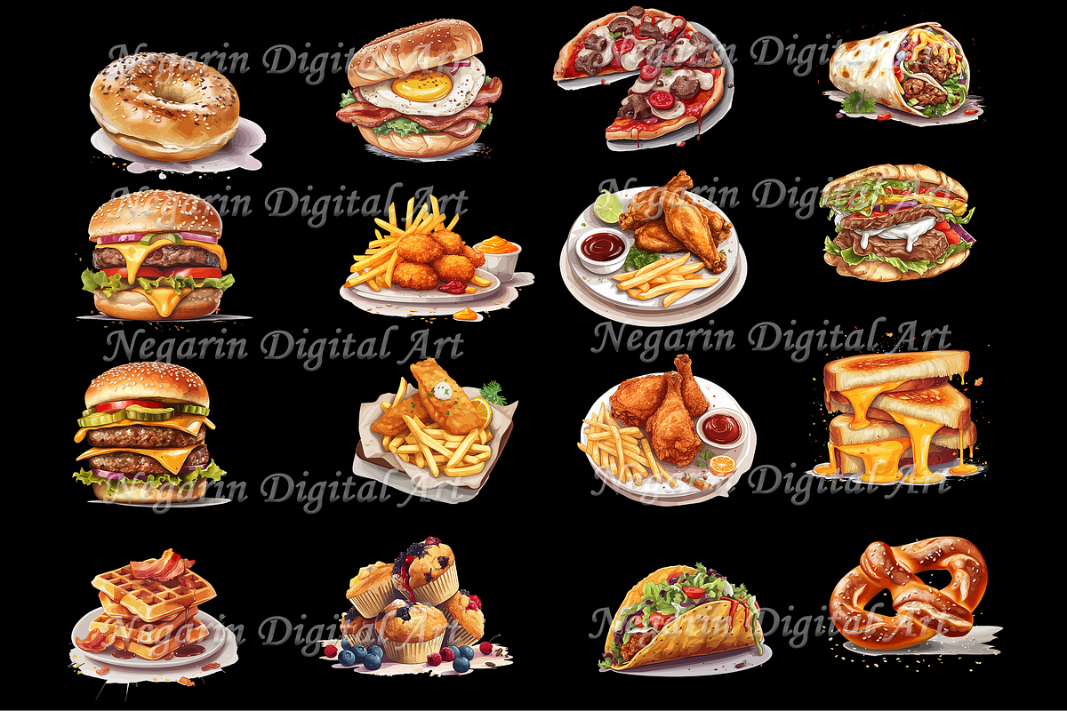 Delicious Watercolor Fastfood, an Object Graphic by Negarin Digital Art (Photo 4 of 9)