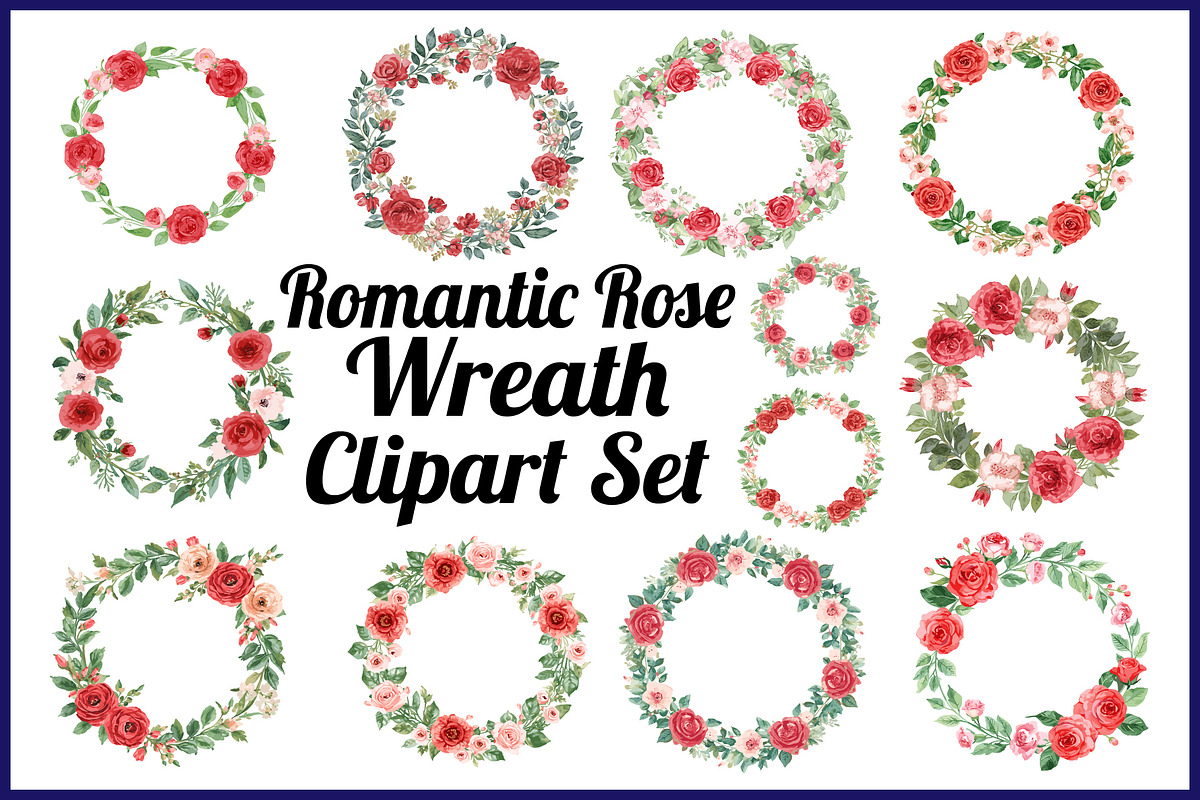 Romantic Rose Wreath Clipart Set, an Object Graphic by Designs_River (Photo 13 of 13)