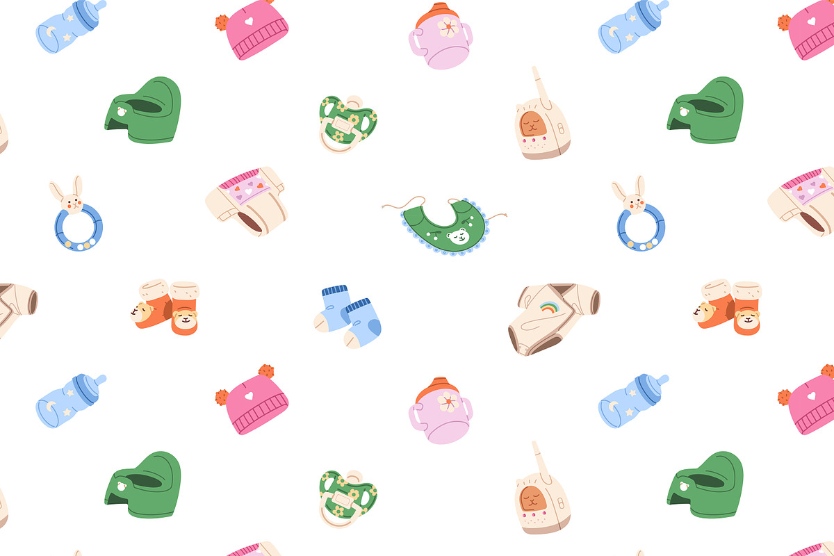 Cute baby items set + backgounds, an Object Illustration by PaperTrident (Photo 4 of 6)