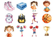Watercolor Basketball Kids Clipart, a Seasonal Illustration by Design Market (Thumbnail 3 of 5)