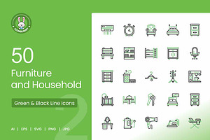 Furniture & Household Green & Black, an Icon by IconBunny