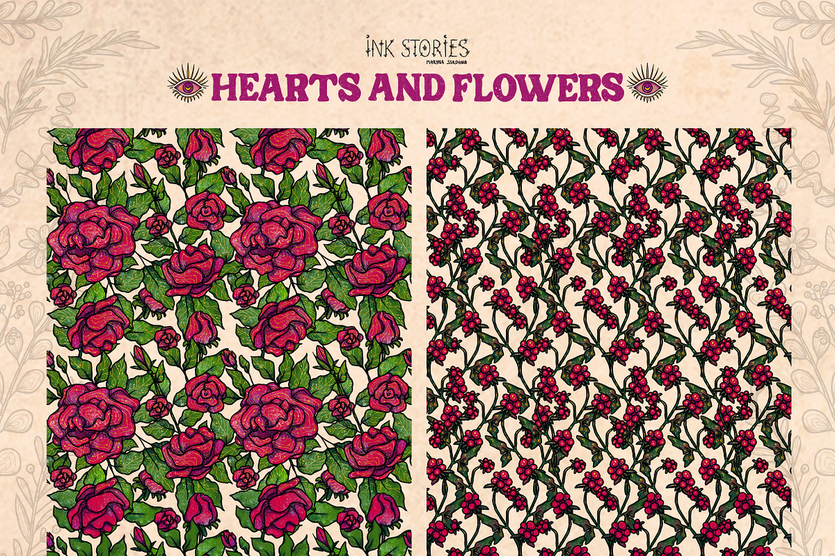 Hearts and Flowers Boho Vintage Set, a Decorative Illustration by Ink Stories (Photo 12 of 24)