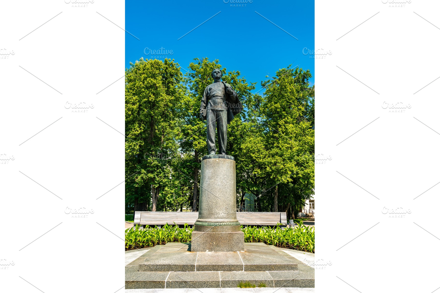 Statue of young vladimir ulyanov featuring kazan, russia, and ulyanov, an Architecture Photo by Leonid Andronov