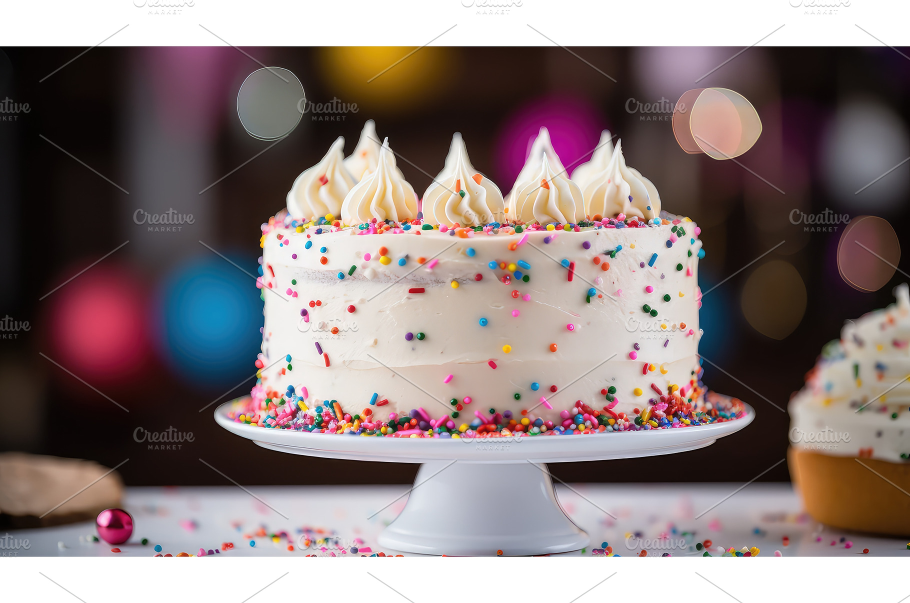 birthday confetti cake food ai, a Background Photo by pikepicture