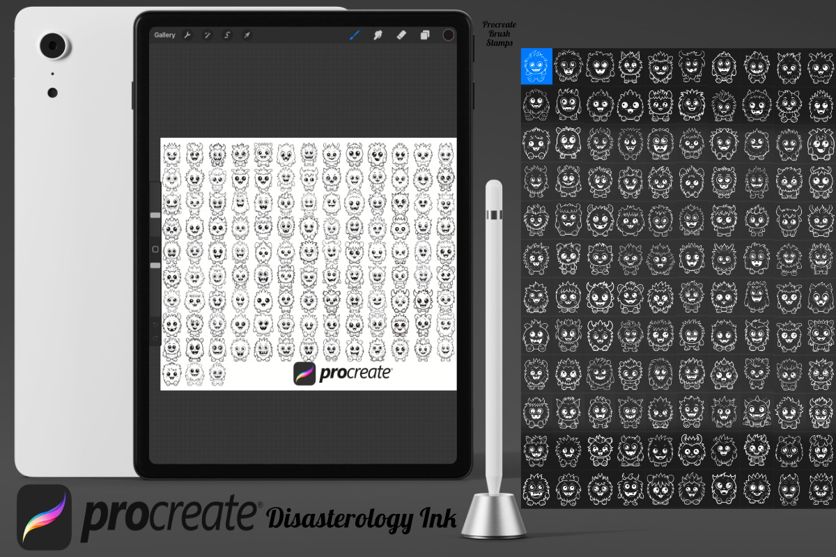 Cartoon Monsters Set 1 Procreate, a Brush Add-On by Disasterology Ink (Photo 2 of 10)
