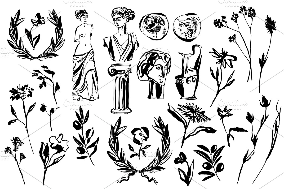 Ancient Greece clipart set, an Object Graphic by SweetRenieDesigns (Photo 2 of 3)