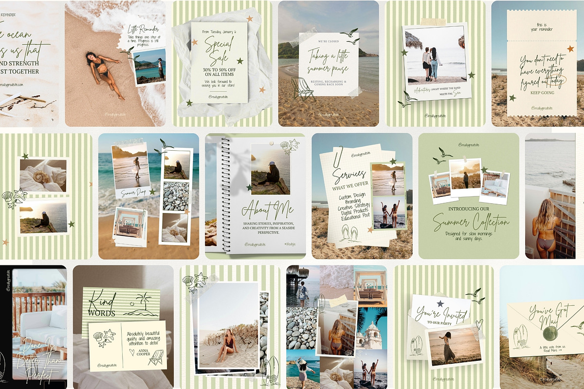 Green Coastal Scrapbook Instagram, a Social Media Template by Anna Design Studio (Photo 11 of 11)