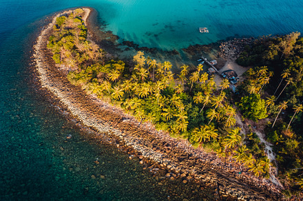 Island and blue water in tropical summer, a Nature Photo by Art Rachen
