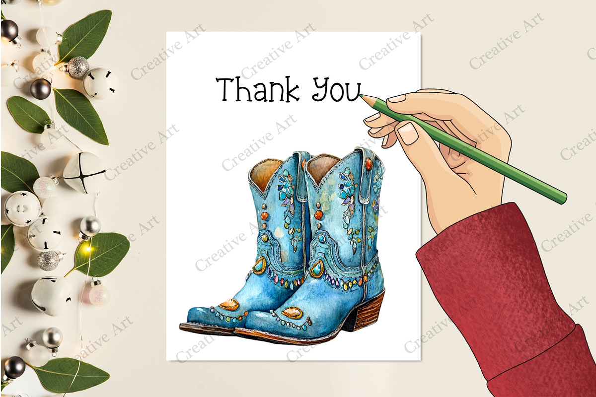 Western Boots Watercolor Clipart, an Illustration by Creative Art (Photo 8 of 10)