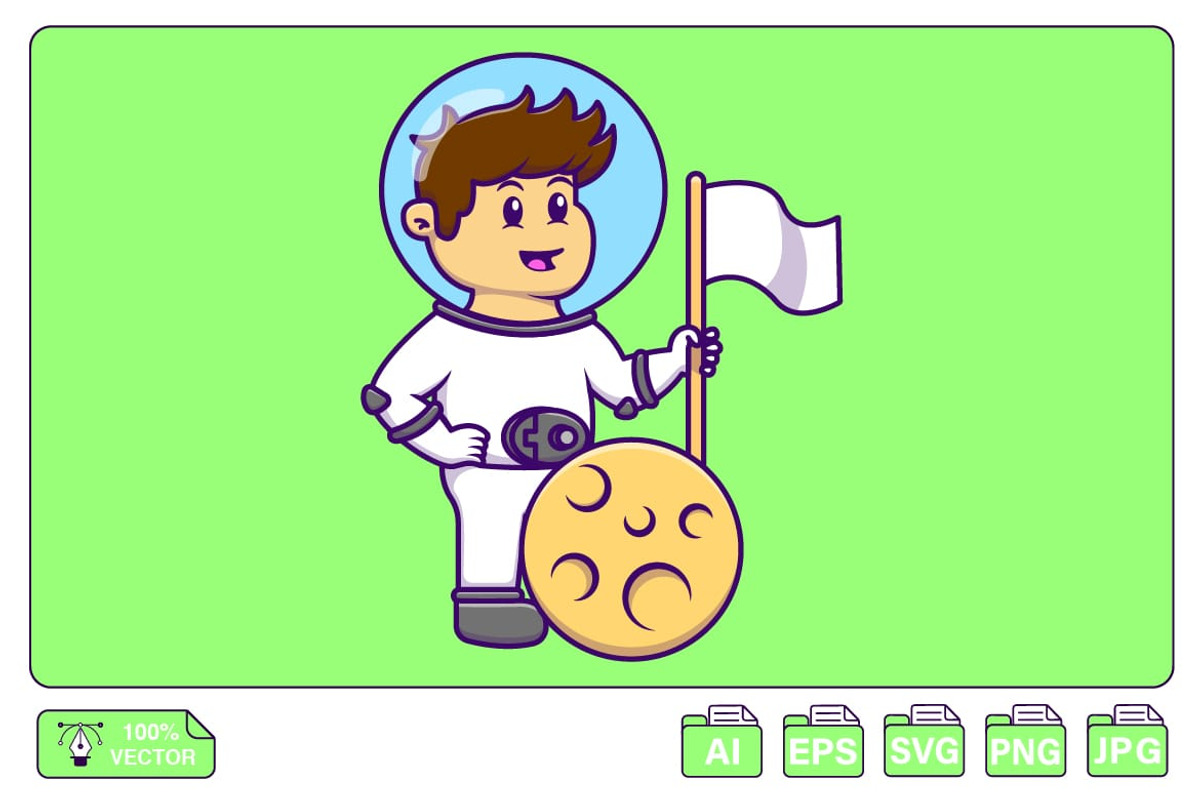 Young Astronaut Holding Flag, a Person Illustration by Artstorystudio (Photo 1 of 3)