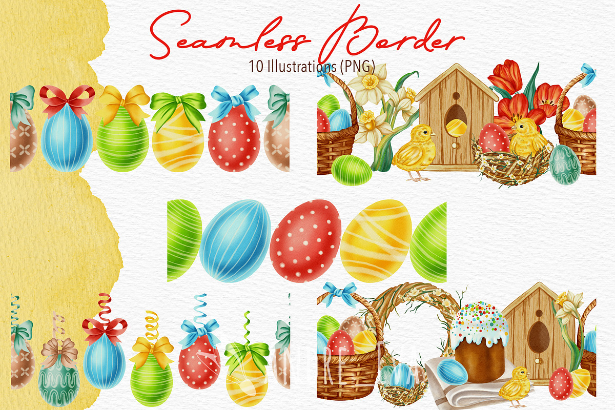 Watercolor Happy Easter Clipart, a Seasonal Illustration by Andre_Eva (Photo 8 of 12)