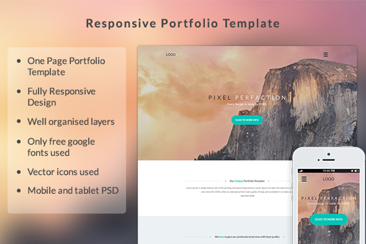 Responsive Portfolio Template, a Websites & App Template by My Creative Shop (Photo 1 of 2)