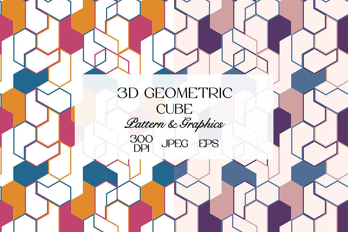 3D Geometric Cube Abstract Pattern, a Pattern Graphic by StudioGlouna (Photo 1 of 9)