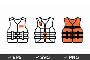 Life Jacket Safety Vector Icon Set, an Object Graphic by Artonix
