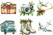 Christmas Travel Watercolour Clipart, an Illustration by Black Bird Studio (Thumbnail 4 of 6)