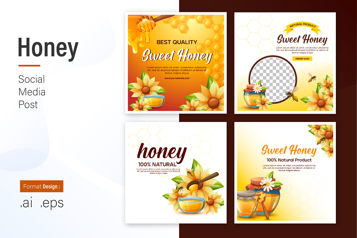Honey Social Media Post Design, a Social Media Template by shin_std