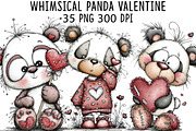 Whimsical Panda Valentine Clipart, an Illustration by CraftArtStudio (Thumbnail 1 of 6)