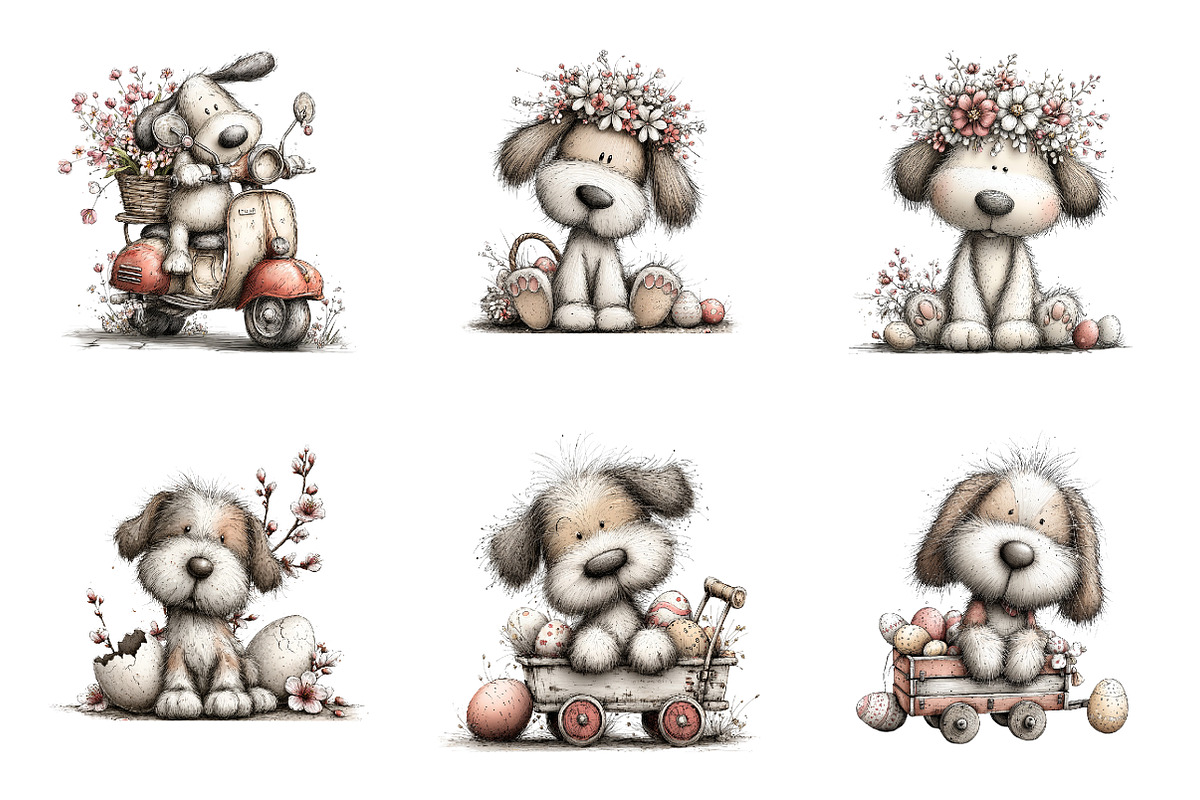 Whimsical easter dog clipart, an Illustration by SinaCreation (Photo 4 of 11)