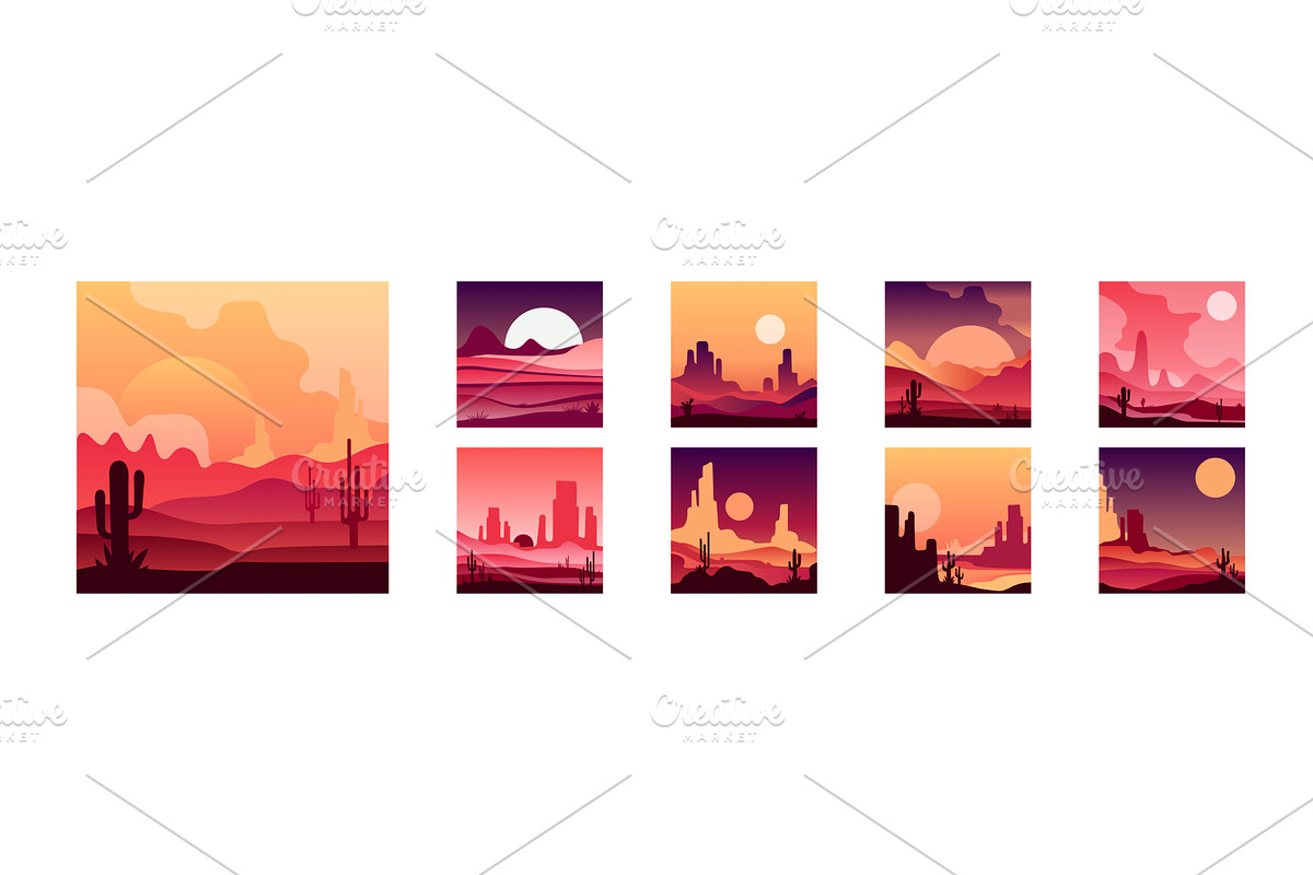 Red Desert Sunset and Dusk, an Illustration by TopVectors